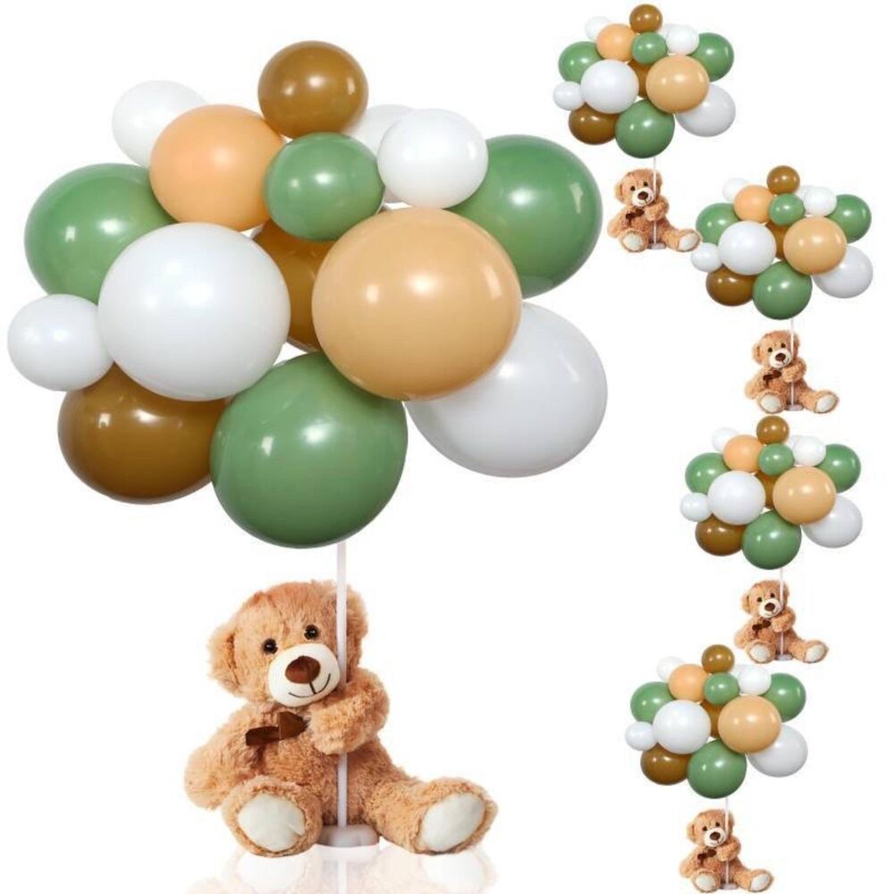 185 Pc Bear Baby Shower Balloon Garland Arch Kit Neutral Green Brown Nude White